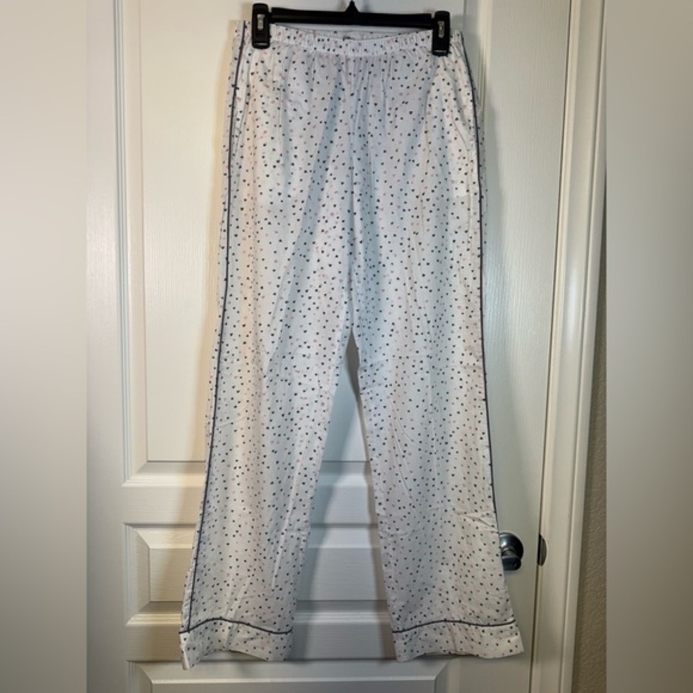 Victoria's Secret White Pajama Lounge Pants Colored Hearts Size XS EUC #2646